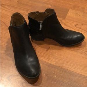 Lucky Brand women’s black leather booties.
